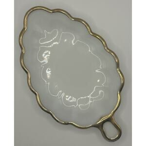 Vintage Milkglass Leaf-shaped Candy Jewelry Nut Dish Gold Trim Anchor-Hocking